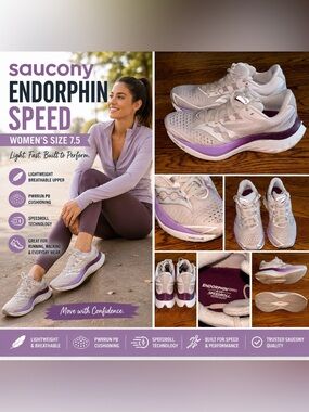 Saucony Endorphin Speed Running Shoes Women’s Size 7.5 Gray Purple